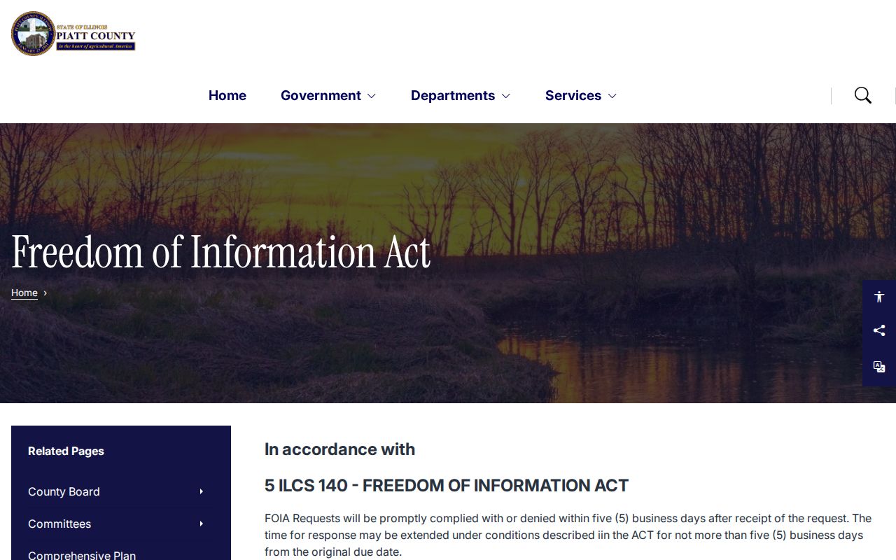 Piatt County booking-record FOIA request source