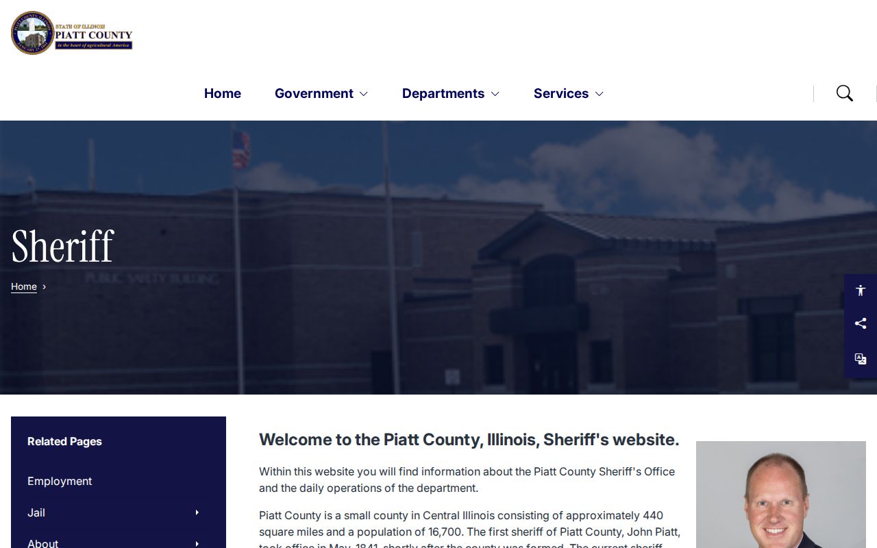 Piatt County Sheriff's Office navigation for Most Wanted and warrant records